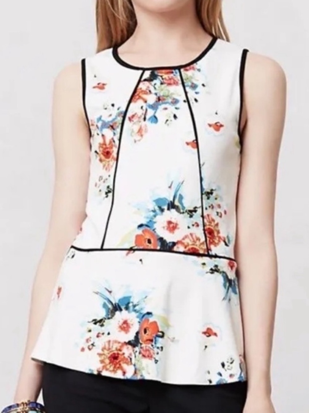 Anthropologie Weston Wear Floral Printed Peplum Tank Top